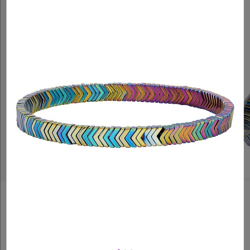 Blue & Red Hematite Chevron Beaded Bracelet